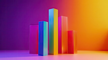 Poster - A D-rendered digital growth chart with vibrant colors symbolizing business expansion.