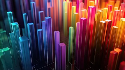 Poster - A D-rendered digital growth chart with vibrant colors symbolizing business expansion.