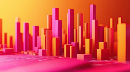 Poster - A D interactive business graph with bars and lines, reflecting business growth strategies.