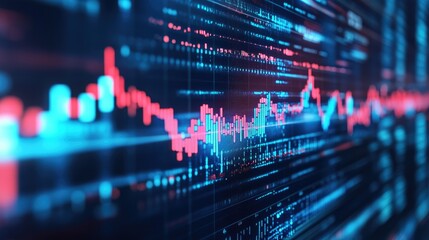 Poster - A close-up of a D financial graph displayed on a computer screen, showing market performance.