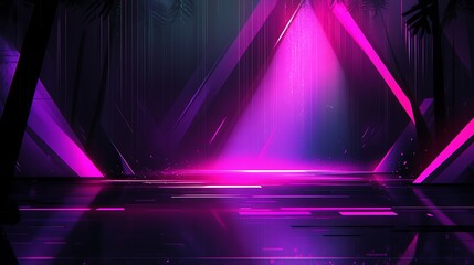 Poster - vibrant neon structures with a futuristic, abstract and glowing aura