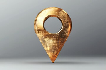 Poster - Golden location pin symbol representing navigation and maps in contemporary design and art
