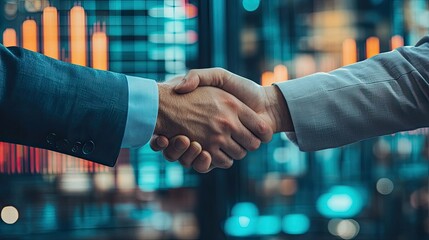 Poster - A handshake between two professionals with a business report graph in the background.