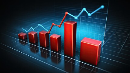 Poster - A realistic business bar chart displayed on a laptop screen, showing steady growth in sales over time.