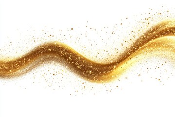 Fototapete - Golden glitter wave pattern flowing gracefully across a white background capturing elegance and celebration