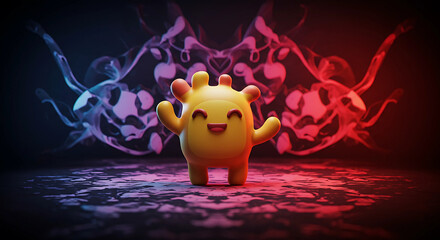 Leinwandbilder - A yellow cartoon character with a happy expression pose