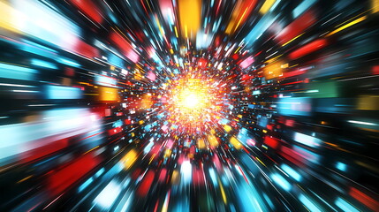 Aufkleber - Abstract light speed streaking through digital space with colorful motion blur