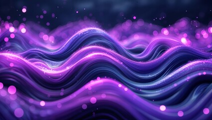 Poster - Vibrant purple and blue waves of light create a mesmerizing visual in a digital art composition