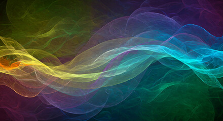 Leinwandbilder - Abstract colorful waves flowing across a dark background
