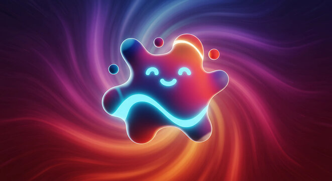 Abstract blob character with swirl background design art