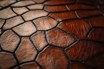 Aufkleber - Detailed close-up of textured leather showing natural patterns and rich brown hues during daylight
