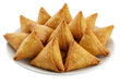 © PixelPulse Creative - A plate filled with crispy mini samosas isolated on transparent background