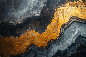 Poster - Abstract design showcasing golden and dark textures with flowing patterns in a modern artistic style