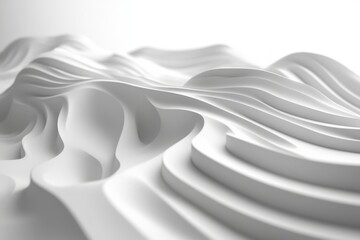 Aufkleber - Abstract white wave patterns create a textured landscape in a minimalist design setting suitable for modern decor