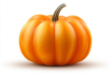 Poster - Bright orange pumpkin sitting on a clean white background ready for autumn decoration or Halloween festivities
