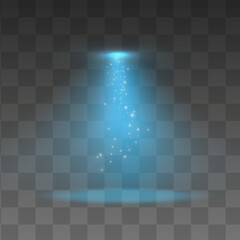 Poster - UFO light beam isolated on transparent background.Blue Light. Vector illustration
