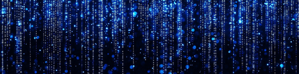 Fototapete - Blue binary data cyberspace background