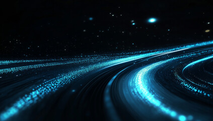 Fototapete - Blue binary data cyberspace background