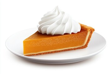 Poster - Delicious pumpkin pie slice topped with creamy whipped topping on a plate