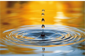 Aufkleber - Water droplet creating ripples in calm water during sunset