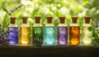 © Oleksiy - High quality illustration, hemp oil bottles showcased on a wooden table, evoking natural wellness vibes, ideal for a banner design to promote a healthy lifestyle