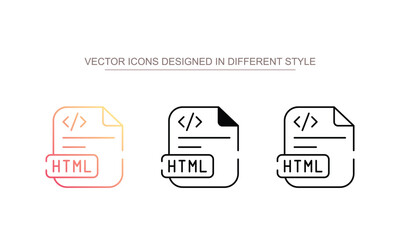 HTML icon design with white background stock illustration