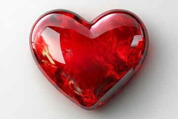 Poster - Red heart shaped gemstone reflecting light with vibrant colors, perfect for romantic occasions and decorations