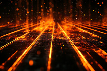 Poster - Abstract background with glowing lines and bokeh lights creating a futuristic cityscape look