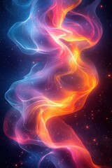 Wall Mural - colorful glowing neon waves flowing in a cosmic starry background design