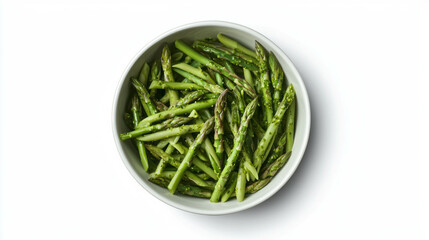 Poster - Fresh asparagus pasta salad in bowl – healthy vegetarian cuisine for spring