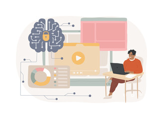 Poster - ai-backed security patching abstract concept vector illustration.