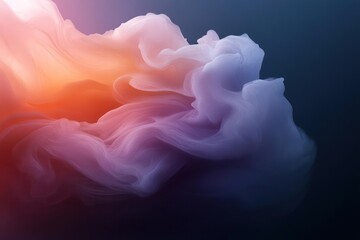 Poster - Abstract Flowing Cloud Form 3D Render: Orange and Blue Hues on Dark Background