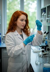 Wall Mural - young research scientist conducting experiment in laboratory