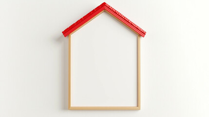 Poster - Realistic house shaped picture frame with red roof for home decor and interior design