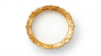 Poster - Ornate empty gold frame on white background for interior design