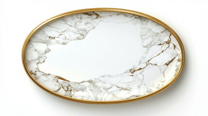 Poster - Realistic empty oval picture frame with marble design for interior decoration
