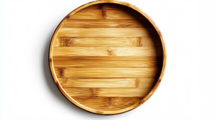 Aufkleber - Realistic empty round bamboo serving tray for dining and decor