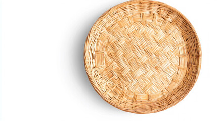 Aufkleber - Realistic empty round wicker basket for serving and decoration