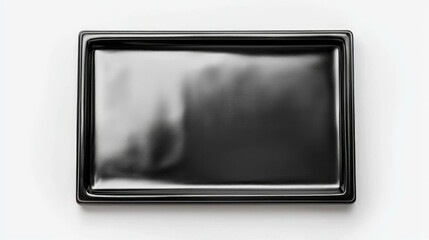 Poster - Sleek black empty picture frame on white background for modern interior design