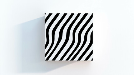 Poster - Realistic empty square picture frame with modern black and white abstract pattern