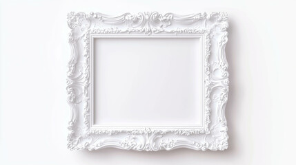 Poster - Ornate white empty frame on minimalist background for art or interior design inspiration