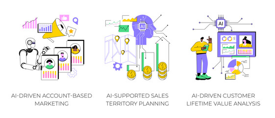 Poster - AI in sales strategies abstract concept vector illustrations.