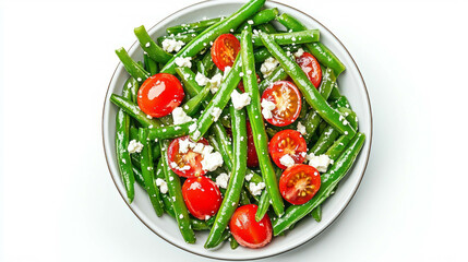Aufkleber - Fresh green bean and cherry tomato salad topped with feta cheese