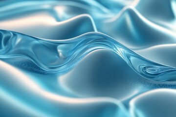 Poster - Flowing blue fabric creates serene waves in soft lighting, enhancing the calm atmosphere and inviting tranquility