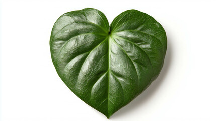 Poster - Heart-shaped philodendron leaf on white background for design and decoration