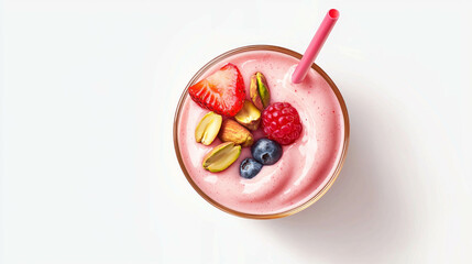 Poster - Refreshing pistachio and berry smoothie with strawberries for healthy living