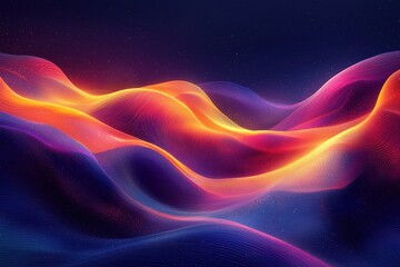 Wall Mural - abstract colorful waves on a dark textured background under night sky