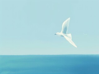 Wall Mural - a serene white bird soaring over turquoise waters