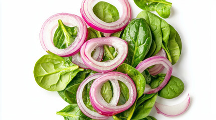 Poster - Fresh red onion and spinach salad for healthy eating and culinary inspiration