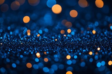 Fototapete - Bright blue and orange bokeh lights create a sparkling abstract background at night